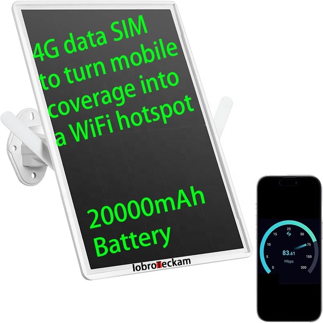 15W Outdoor Solar 4G LTE Router Wide WiFi Coverage Wireless Hotspot with SIM Card Slot & 20000mAh Battery for Farm Ranch & RV