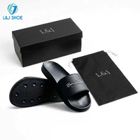 Sandales pour hommes L&J certifiées REACH avec logo 3D personnalisé, semelle en PU de qualité supérieure, antidérapantes, pantoufles de créateur pour hommes, ensemble complet personnalisé