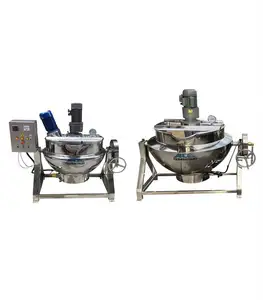 50 to 1000 Liter Gas Heating Electric Jacketed Kettle Cooking Double Steam Jacketed Kettle Industrial Cooking Pot
