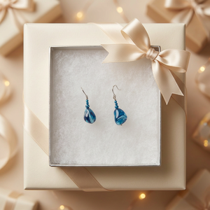 Boucles d'oreilles en coquillage bleu unique, effet nacré, magnifiques et tendance, vente en gros pour femmes - Product Image 2