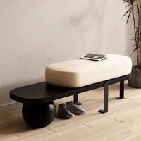 Banc Moderne en Bois de Mouton pour Chaussures à l'Entrée, Tabouret Créatif pour Salon, Meuble Ottoman en Bois