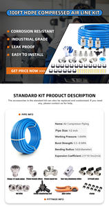 خرطوم مرن عالي الضغط من البولي إيثيلين عالي الكثافة مقاس 1/2 بوصة × 100 قدم، مانع للتسرب وسهل التركيب، للاستخدام الصناعي وضاغط الهواء - Product Image 6