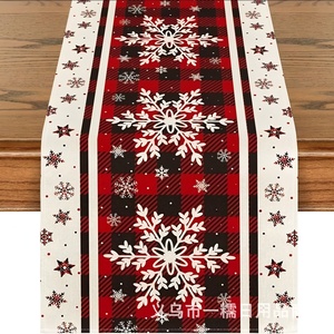 Corridore da tavola di Natale in lino lungo 72 pollici per vacanze invernali invernali di Natale stile rustico decorazioni per la tavola - Product Image 2