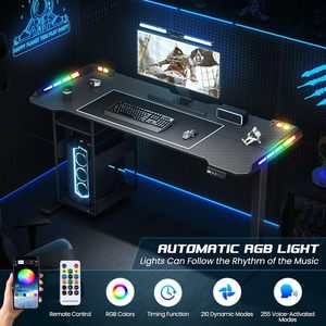 โต๊ะเกมมิ่งปรับระดับได้ SENYU พร้อมไฟ LED พื้นผิวโลหะ สำหรับใช้งานที่บ้าน สำนักงาน และการตั้งค่าเกม - Product Image 2