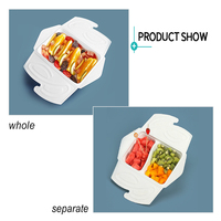 SenAng Boîte à lunch jetable en pulpe de canne à sucre avec logo personnalisé pour restaurant à emporter MFPP Récipient alimentaire à charnière à clapet