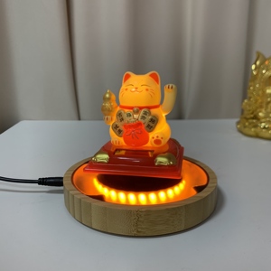 HCNT Magnetic Levitating Golden Fortune Cat Night <b>Light</b> With LED Base Touch Control Home Decor Gift - Product Image 3