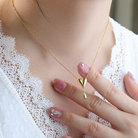 Collares Románticos 2026, Joyería Hipoalergénica de Acero Inoxidable 316L, Chapado en Oro PVD de 18k, Collar con Forma de Corazón y Lágrima para Mujer