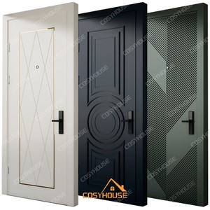 สีขาวสีดำสีเขียวทหารสไตล์ยุโรปโมเดิร์นประตูไม้ทาสีหรูหราผลิตจากจีน - Product Image 1