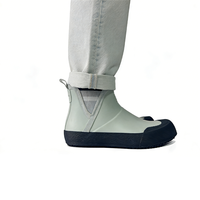 Bottes de pluie à cheville élastique bicolores blanc et noir, embout renforcé, imperméables, antidérapantes, pour usage quotidien