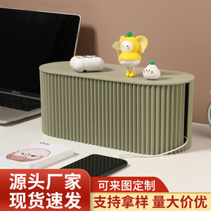 Office Organizer Cable Manager Rectangle Standing Type With Lid Stackable Solid Color For Desk Power Cord Data Cable Management - Product Image 5