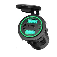 12v-24v 3 ports 78W Double PD & QC avec interrupteur à bouton étanche pour bateau, moto, camping-car, fourgonnette