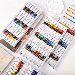 Set di vernice acrilica per pittura artistica su tela 12 <span class=keywords><strong>colori</strong></span> vernice impermeabile per tessuto di carta di vetro capacità 100ml - Product Image 1