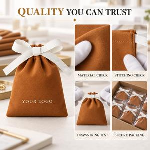 Pochette en velours avec cordon de serrage, pochette cadeau pour emballage de bijoux, cadeaux de mariage - Product Image 5