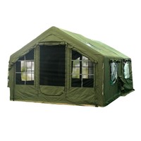 Tente gonflable double couche imperméable quatre saisons de 15 m² pour camping extérieur, style petite maison, prête à l'emploi, en coton