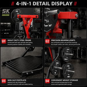 Máquina de remo vertical comercial SK, equipo de fuerza profesional con carga de placas para desarrollo muscular de espalda y unidad de aislamiento de músculo látex. - Product Image 3