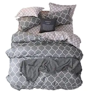 打印棉被封面与 2 枕头 Shams 轻量级 3 件拉链柔软超细纤维聚酯床上用品套装