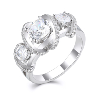 Bagues de luxe pour femmes Grace Jewel, uniques et personnalisées, en argent sterling 925 plaqué rhodium, 3 pièces, avec zircon cubique taille princesse, fines