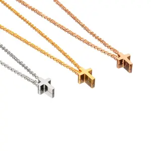 Hot Selling Stainless Steel 18K Gold Plated Small Cross Pendants Chain Necklace for Women Girls