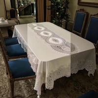 Nappe élégante en dentelle vintage, broderie florale complexe, imperméable, personnalisable, pour réception de mariage, banquet