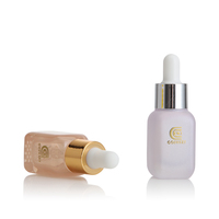 Botol Tetes Kaca Bentuk Kotak Dasar Tebal Berkualitas Tinggi 10ml 20ml 30ml 40ml dengan Kerah Tetes Emas/Perak