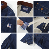 Veste de travail style Detroit pour homme en toile de canard avec col en velours côtelé, fermeture éclair sur le devant, coupe ample, style vintage, pour le quotidien