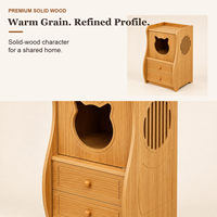 Meuble d'appoint/table multifonctionnel 2-EN-1 en bois massif pour humains et animaux, design écologique protecteur, niche cachée pour chat/chien