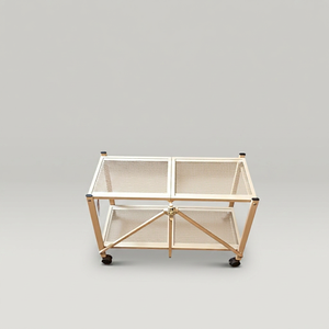 Carrito Rodante Moderno de Hierro de 2 Niveles con Ruedas, Mesa Plegable de Malla, Montaje sin Tornillos, Apilable, para Sala de Estar, Mesa Auxiliar Minimalista - Product Image 1