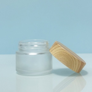 A Set of Frosted <b>clear</b> Frosted Personal Skin Care Glass Dropper Bottles Lotion Spray Lotion Bottle and Glass Jar with Bamboo Lid - Product Image 6