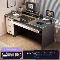 Bureau d'ordinateur moderne en bois massif assemblé pour chambre et usage domestique, idéal pour l'écriture et l'étude des étudiants, avec tiroir verrouillable