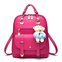 Sac à dos tendance en cuir PU pour femme avec pendentif ours, sac à dos décontracté de créateur, dernière collection pour étudiantes
