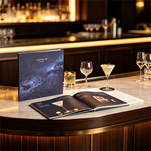 Stampa Personalizzata <span class=keywords><strong>di</strong></span> Menu per Hotel e Ristoranti, Copertina in Lino con Firma del Chef, Rilegatura a Punto Metallico, 20 Pagine a Colori - Product Image 1