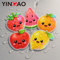 Autocollant holographique de fruits découpé sur mesure, motif fraise et pastèque Kawaii, étanche et écologique pour journal et bagages