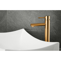 High-quality Basin with High Straight Carved Handle Drawing Gold Bathroom Faucet Hot and Cold Mixer