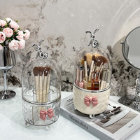 Support de rangement rotatif anti-poussière pour pinceaux cosmétiques et rouges à lèvres, avec logo imprimé, style luxe léger, pour coiffeuse et bureau
