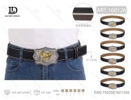 Cinturón de boda irregular plateado y negro con hebilla grande de 5.0 cm para accesorio de vestido de novia - Product Image 1