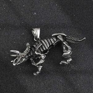 Collier Pendentif Dinosaure Triceratops Gothique Personnalisé en Acier Inoxydable – Vente en Gros Fabricant - Product Image 3