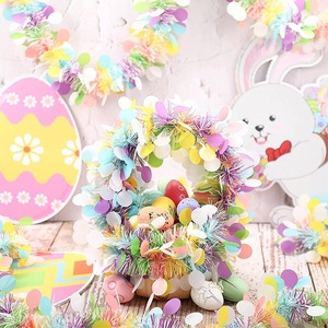DAMAI <b>Easter</b> Decoration Fuzzy Strips 2 - Meter - Long with <b>Egg</b> Discs Streamers Colorful Round Fuzzy Strips for Party Decoration - Product Image 3