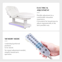 Table de massage électrique de luxe à 4 moteurs avec matelas chauffant et lumières LED réglables, lit de thérapie incurvé pour salon