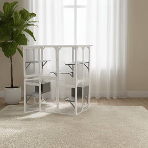 Jaula de Madera Blanca para Gatos, Tamaño Mediano, Casa de Juegos Interior para Mascotas - Product Image 2