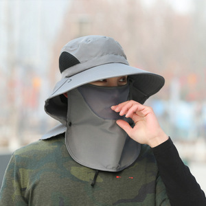 Bucket Hat With Face And <b>Neck</b> Cover Breathable Sun Protection For Outdoor Fishing Adults <b>Light</b> Gray - Product Image 3