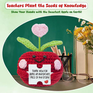 クリスマスプレゼントに ハンドメイド かぎ針編み リンゴの盆栽ポット カードホルダー付き かわいい室内装飾 ポジティブなエネルギーをもたらすギフト - Product Image 5