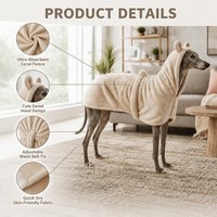 Peignoir de bain pour animaux de compagnie à séchage rapide, super absorbant, avec capuche et oreilles d'ours, pour chiens de grande taille et légers, tibétain, gris.