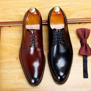 Zapatos de Vestir Formales para Hombre, Estilo Italiano, de Cuero con Cordones, Hechos a Mano, con Suela Gruesa, Zapatos de Negocios para Hombre - Product Image 4
