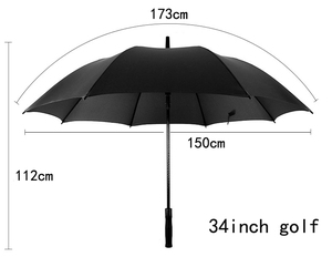 34Inch Men's Classic Straight Black <b>Windproof</b> Fiberglass Frame Business Gift Golf <b>Umbrella</b> With Oem Logo Printing - Product Image 2