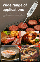 Thermomètre numérique à lecture instantanée, alimenté par piles, avec écran LCD, pour barbecue, four, grill, fumoir, cuisine, cuisson, usage domestique en plastique