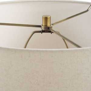 Lampe de table moderne en ciment avec base dorée et abat-jour crème pour salon, chambre, café, décoration - Product Image 5