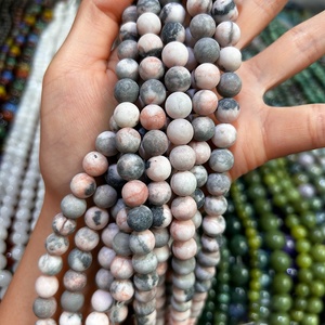 Cuentas sueltas de piedras preciosas redondas mate naturales para la fabricación de joyas Diy pulsera collar <span class=keywords><strong>Rosa</strong></span> cebra <span class=keywords><strong>jaspe</strong></span> con cuentas - Product Image 5