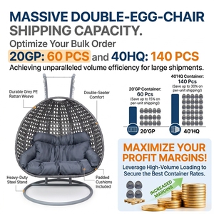 Silla Colgante Tipo <span class=keywords><strong>Huevo</strong></span> Grande para 2 Personas, Doble Asiento, con Soporte, Color Personalizado, Muebles de Mimbre para Patio, Venta al Por Mayor - Product Image 2
