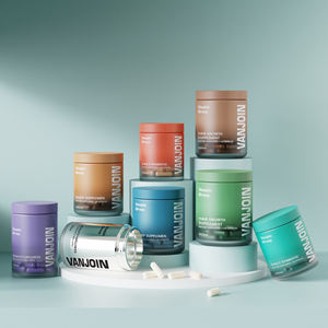 Pot <span class=keywords><strong>en</strong></span> <span class=keywords><strong>verre</strong></span> vide pour médicaments avec emballage cylindrique de protection pour suppléments de probiotiques et d'huile de poisson, écologique, impression personnalisée - Product Image 6