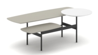 Table basse moderne irrégulière en MDF écologique avec revêtement en poudre pour hall commercial et réception